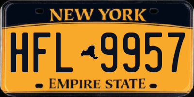 NY license plate HFL9957