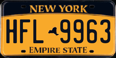 NY license plate HFL9963