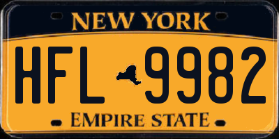 NY license plate HFL9982