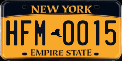 NY license plate HFM0015