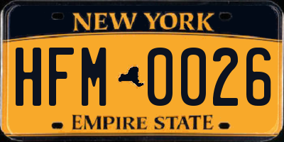 NY license plate HFM0026