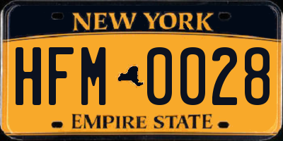 NY license plate HFM0028