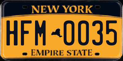 NY license plate HFM0035