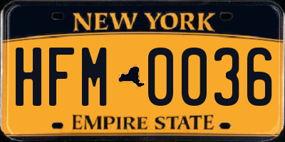 NY license plate HFM0036