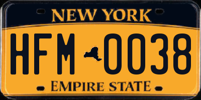 NY license plate HFM0038