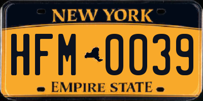 NY license plate HFM0039