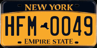 NY license plate HFM0049