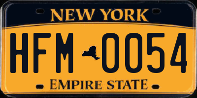 NY license plate HFM0054