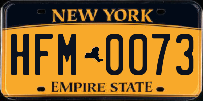 NY license plate HFM0073