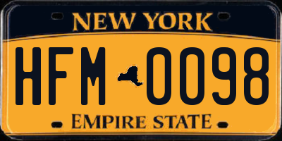 NY license plate HFM0098