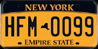 NY license plate HFM0099
