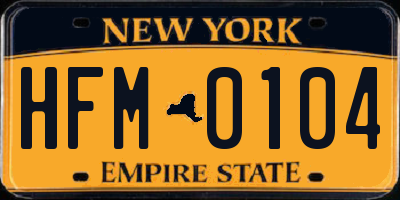 NY license plate HFM0104