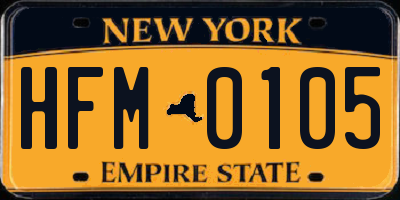 NY license plate HFM0105