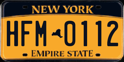 NY license plate HFM0112