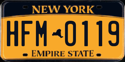 NY license plate HFM0119