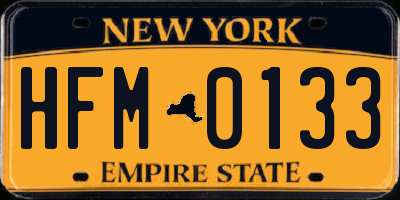 NY license plate HFM0133