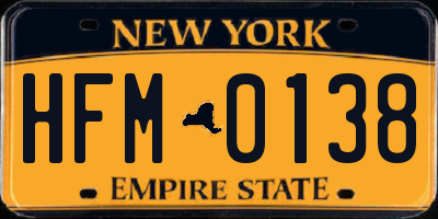 NY license plate HFM0138