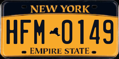 NY license plate HFM0149