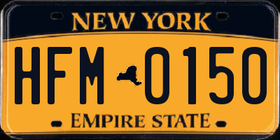 NY license plate HFM0150