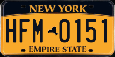 NY license plate HFM0151