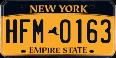 NY license plate HFM0163