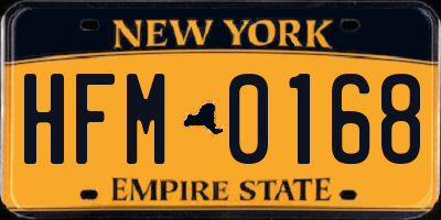 NY license plate HFM0168