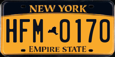 NY license plate HFM0170