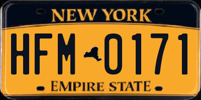 NY license plate HFM0171
