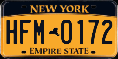 NY license plate HFM0172