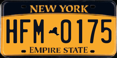 NY license plate HFM0175