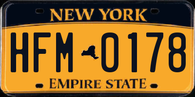 NY license plate HFM0178