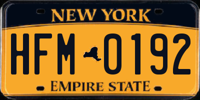 NY license plate HFM0192