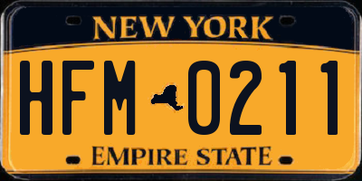 NY license plate HFM0211