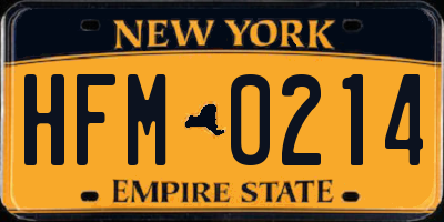 NY license plate HFM0214