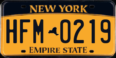 NY license plate HFM0219