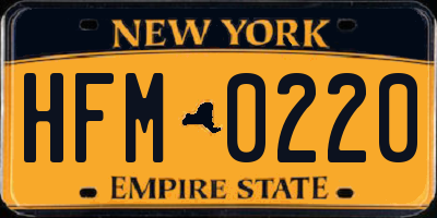 NY license plate HFM0220