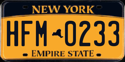 NY license plate HFM0233