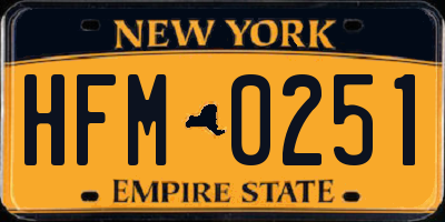 NY license plate HFM0251