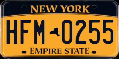 NY license plate HFM0255