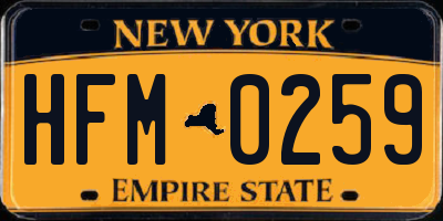 NY license plate HFM0259