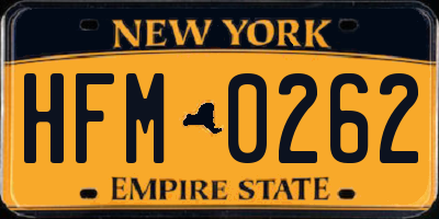 NY license plate HFM0262