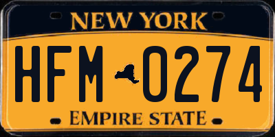 NY license plate HFM0274