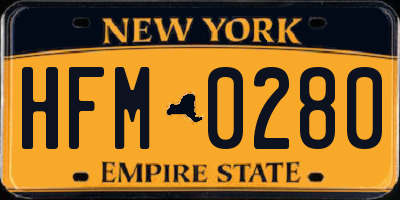 NY license plate HFM0280