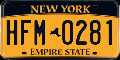 NY license plate HFM0281