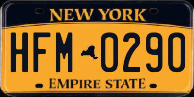 NY license plate HFM0290