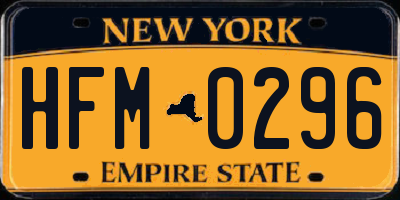 NY license plate HFM0296