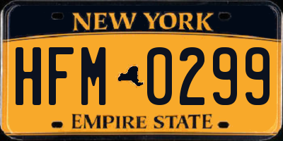 NY license plate HFM0299