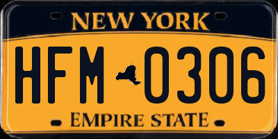 NY license plate HFM0306
