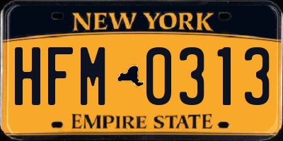 NY license plate HFM0313