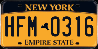 NY license plate HFM0316